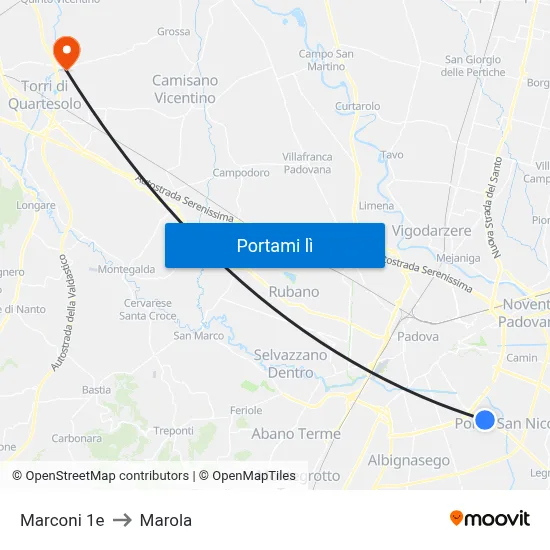 Marconi 1e to Marola map