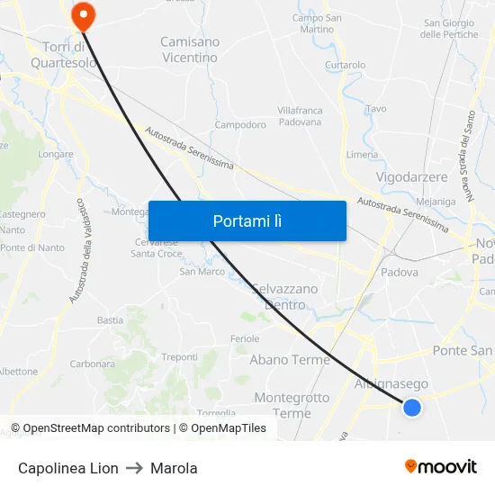 Capolinea Lion to Marola map