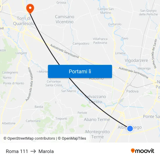 Roma 111 to Marola map
