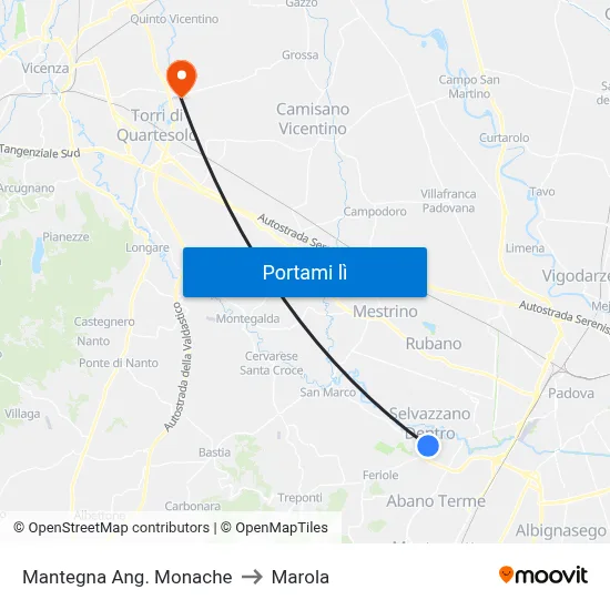 Mantegna Ang. Monache to Marola map
