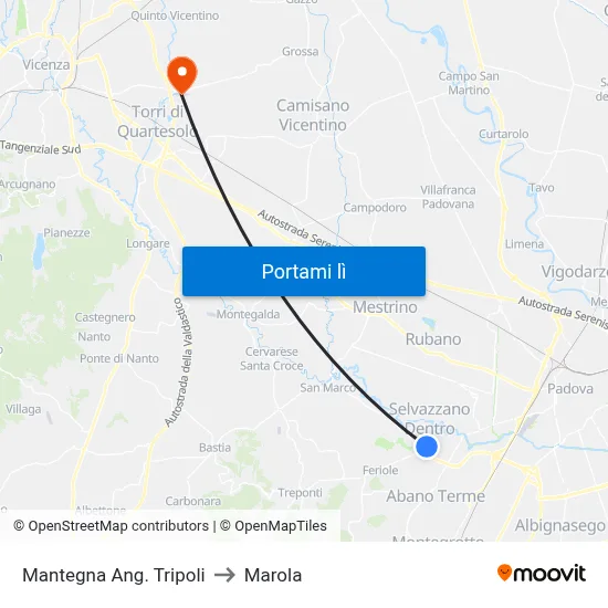 Mantegna Ang. Tripoli to Marola map