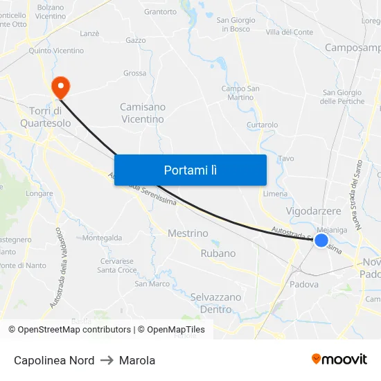 Capolinea Nord to Marola map