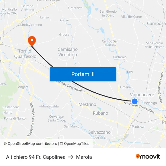 Altichiero 94 Fr. Capolinea to Marola map