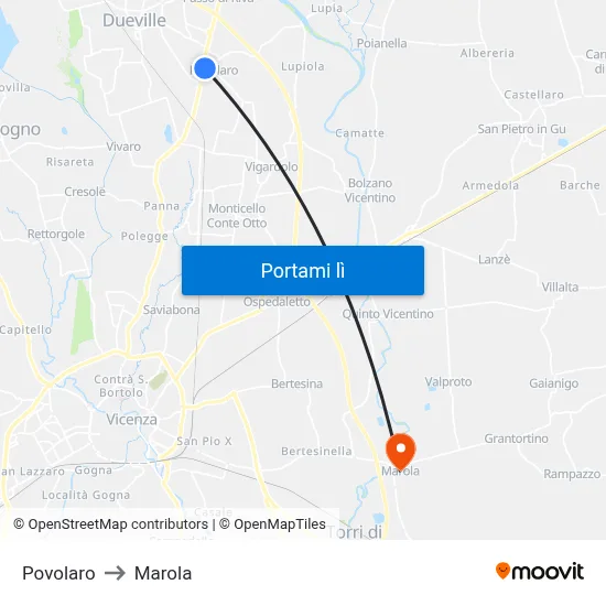 Povolaro to Marola map
