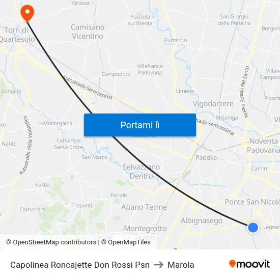 Capolinea Roncajette Don Rossi Psn to Marola map