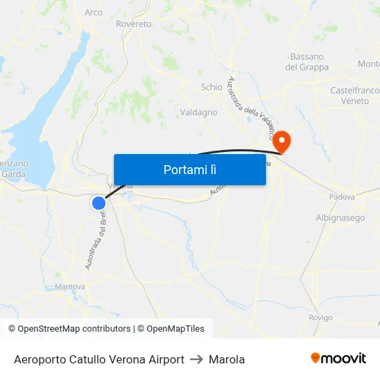 Aeroporto Catullo Verona Airport to Marola map