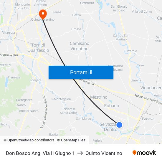 Don Bosco Ang. Via II Giugno 1 to Quinto Vicentino map