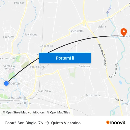 Contrà San Biagio, 76 to Quinto Vicentino map