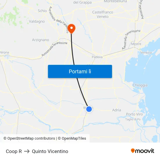 Coop R to Quinto Vicentino map