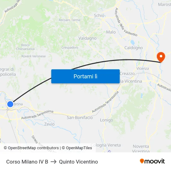Corso Milano IV B to Quinto Vicentino map