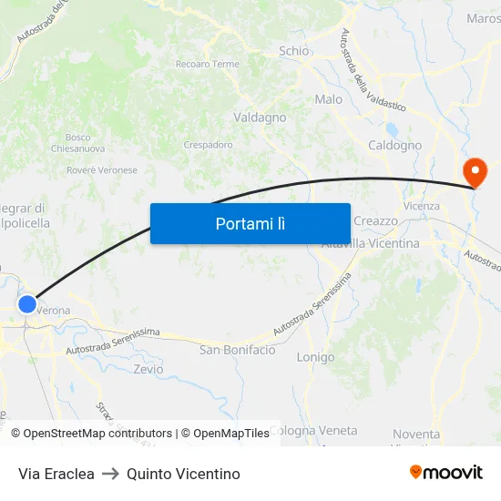 Via Eraclea to Quinto Vicentino map