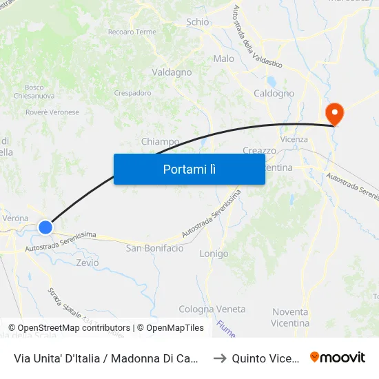 Via Unita' D'Italia / Madonna Di Campagna A to Quinto Vicentino map