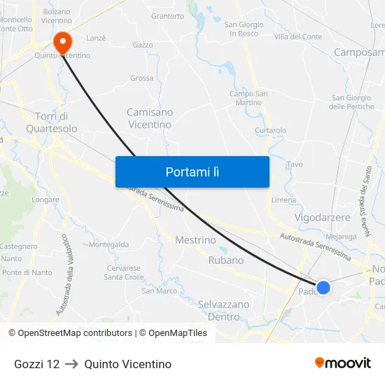 Gozzi 12 to Quinto Vicentino map