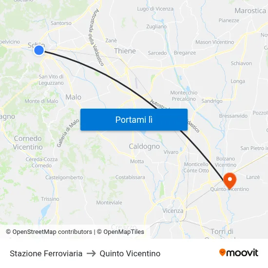 Stazione Ferroviaria to Quinto Vicentino map
