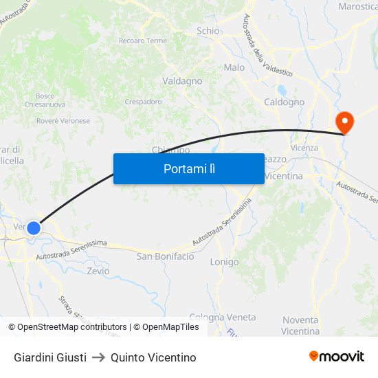 Giardini Giusti to Quinto Vicentino map