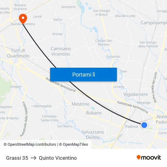 Grassi 35 to Quinto Vicentino map