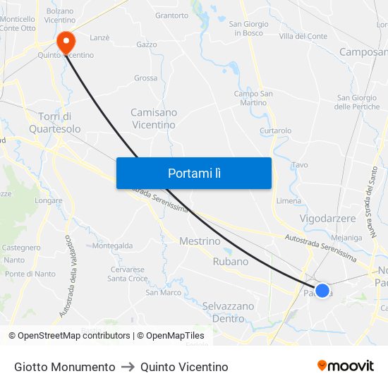 Giotto Monumento to Quinto Vicentino map