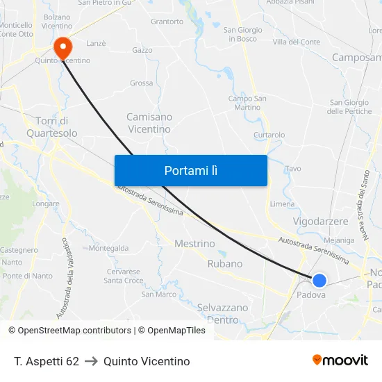 T. Aspetti 62 to Quinto Vicentino map