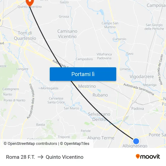 Roma 28  F.T. to Quinto Vicentino map