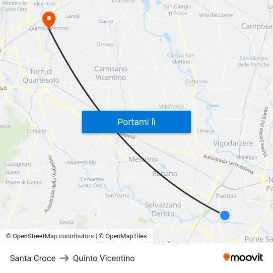 Santa Croce to Quinto Vicentino map