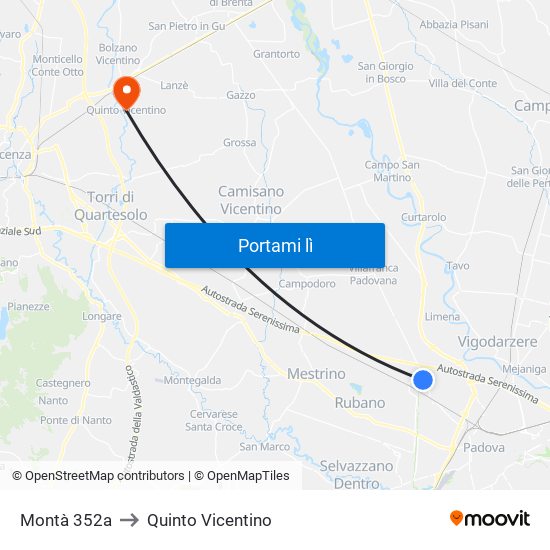 Montà 352a to Quinto Vicentino map