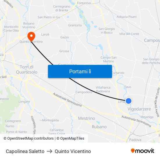 Capolinea Saletto to Quinto Vicentino map