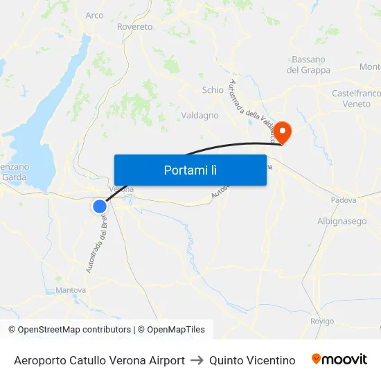 Aeroporto Catullo Verona Airport to Quinto Vicentino map