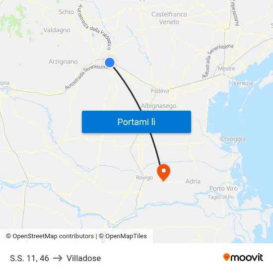 S.S. 11, 46 to Villadose map