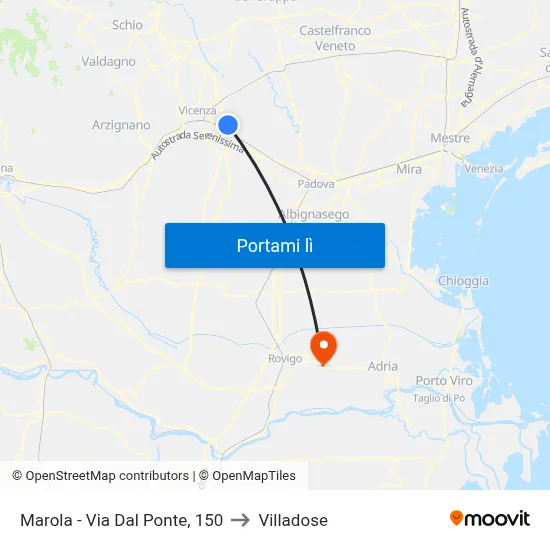 Marola - Via Dal Ponte, 150 to Villadose map