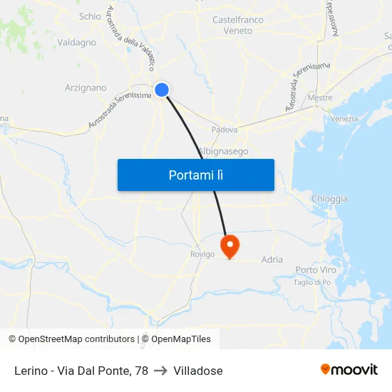 Lerino - Via Dal Ponte, 78 to Villadose map
