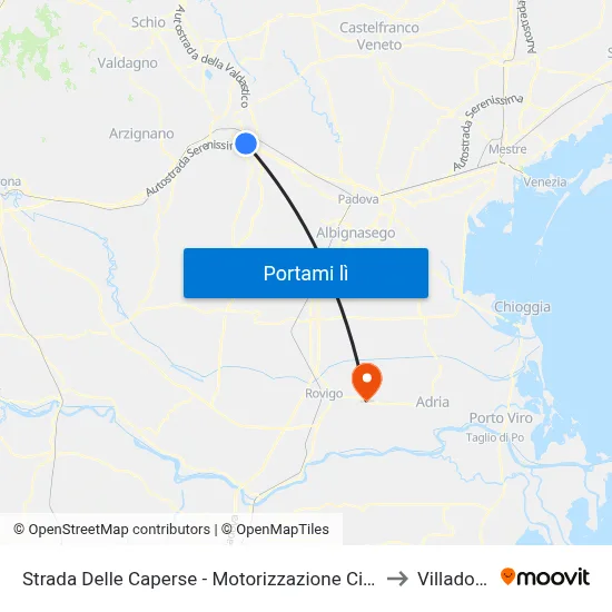 Strada Delle Caperse - Motorizzazione Civile to Villadose map