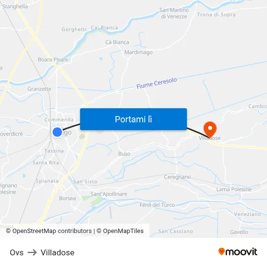 Ovs to Villadose map