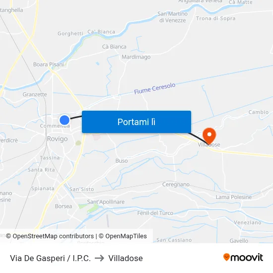 Via De Gasperi / I.P.C. to Villadose map