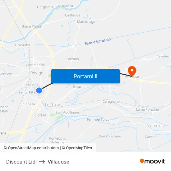 Discount Lidl to Villadose map