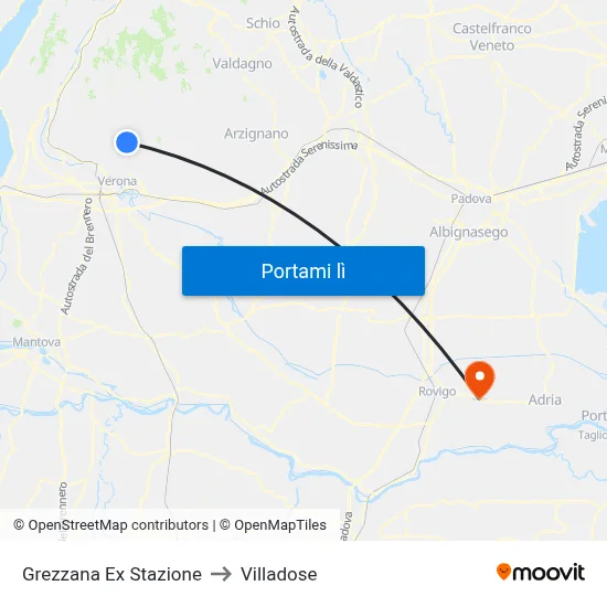 Grezzana Ex Stazione to Villadose map