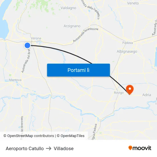 Aeroporto Catullo to Villadose map