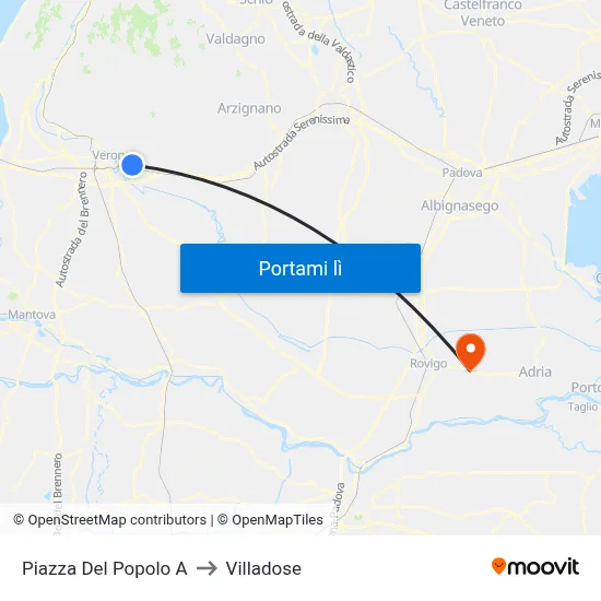 Piazza Del Popolo A to Villadose map