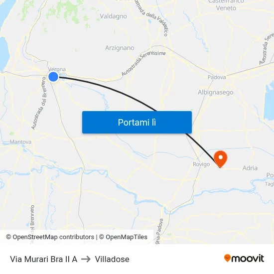 Via Murari Bra II A to Villadose map