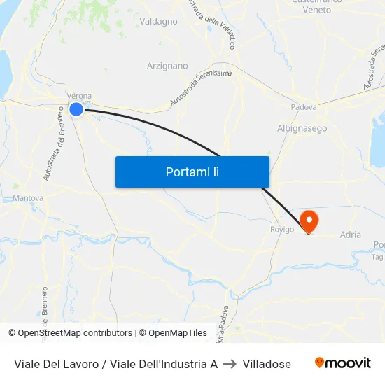 Viale Del Lavoro / Viale Dell'Industria A to Villadose map