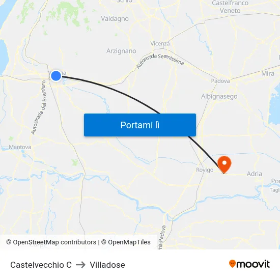 Castelvecchio C to Villadose map