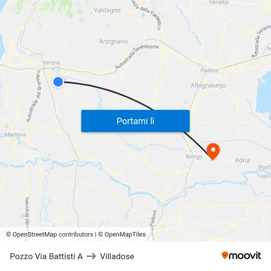 Pozzo Via Battisti A to Villadose map