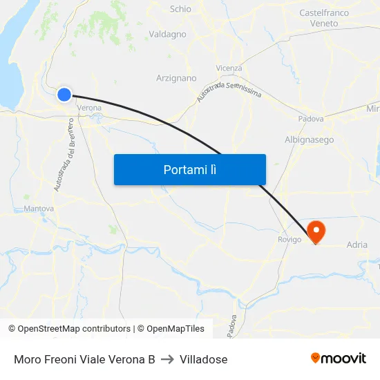 Moro Freoni Viale Verona B to Villadose map
