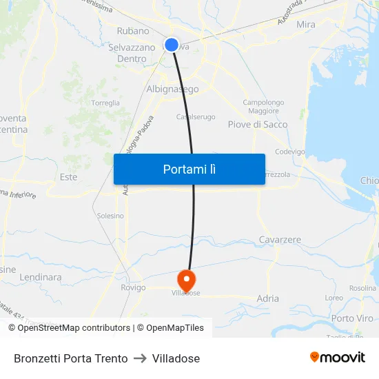 Bronzetti Porta Trento to Villadose map