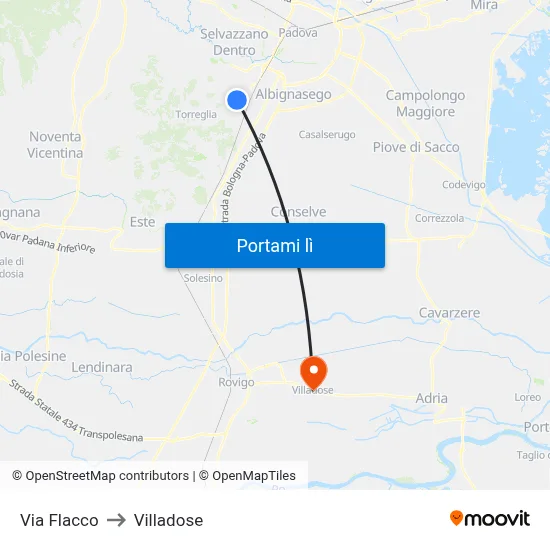 Via Flacco to Villadose map