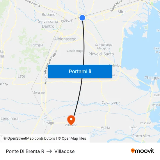 Ponte Di Brenta R to Villadose map