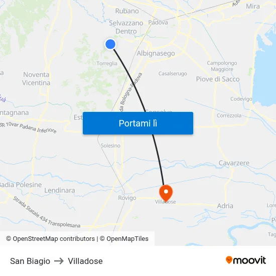 San Biagio to Villadose map
