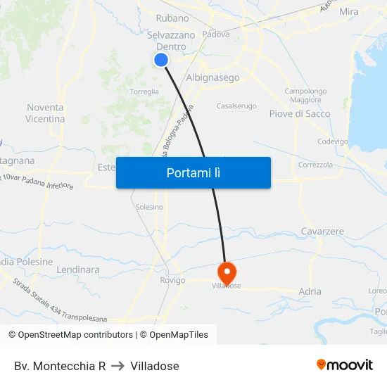 Bv. Montecchia R to Villadose map