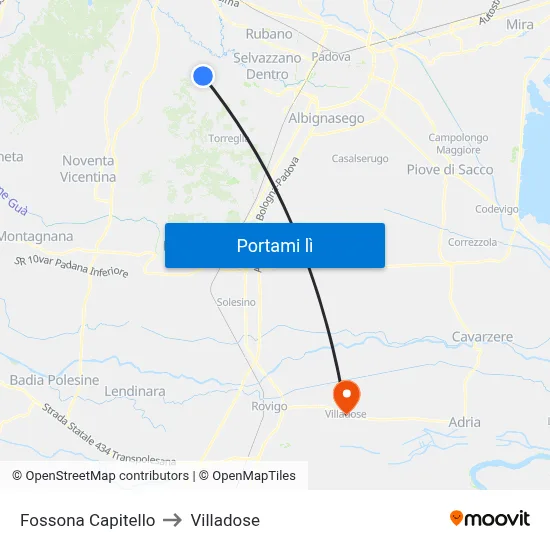Fossona Capitello to Villadose map