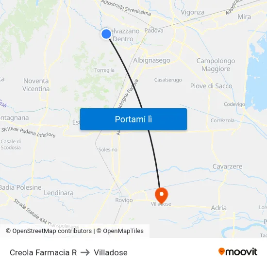 Creola Farmacia R to Villadose map