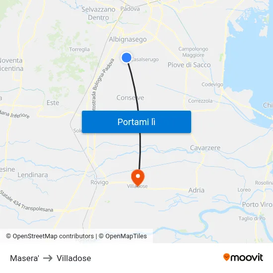 Masera' to Villadose map